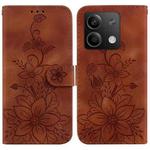 For Xiaomi Redmi Note 13 5G Lily Embossed Leather Phone Case(Brown)