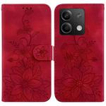 For Xiaomi Redmi Note 13 5G Lily Embossed Leather Phone Case(Red)