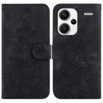 For Xiaomi Redmi Note 13 Pro+ 5G Lily Embossed Leather Phone Case(Black)