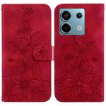 For Xiaomi Redmi Note 13 Pro 5G Lily Embossed Leather Phone Case(Red)