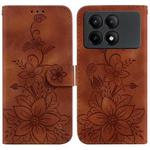 For Xiaomi Redmi K70E / Poco X6 Pro Lily Embossed Leather Phone Case(Brown)