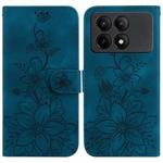 For Xiaomi Redmi K70E / Poco X6 Pro Lily Embossed Leather Phone Case(Dark Blue)