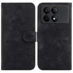 For Xiaomi Redmi K70E / Poco X6 Pro Lily Embossed Leather Phone Case(Black)