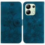 For Xiaomi Redmi Note 13 4G Global Lily Embossed Leather Phone Case(Dark Blue)