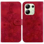 For Xiaomi Redmi Note 13 4G Global Lily Embossed Leather Phone Case(Red)