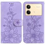 For Xiaomi Redmi Note 13R Pro Lily Embossed Leather Phone Case(Purple)