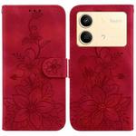 For Xiaomi Redmi Note 13R Pro Lily Embossed Leather Phone Case(Red)