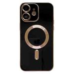 For iPhone 11 Magsafe Plating TPU Phone Case with Lens Film(Black)