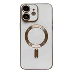 For iPhone 11 Magsafe Plating TPU Phone Case with Lens Film(White)