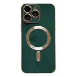 For iPhone 11 Pro Max Magsafe Plating TPU Phone Case with Lens Film(Green)