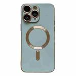 For iPhone 11 Pro Max Magsafe Plating TPU Phone Case with Lens Film(Light Green)