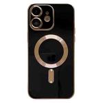 For iPhone 12 Magsafe Plating TPU Phone Case with Lens Film(Black)