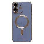 For iPhone 12 Magsafe Plating TPU Phone Case with Lens Film(Light Blue)