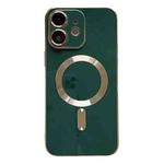 For iPhone 12 Magsafe Plating TPU Phone Case with Lens Film(Green)