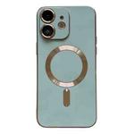 For iPhone 12 Magsafe Plating TPU Phone Case with Lens Film(Light Green)