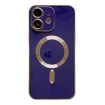 For iPhone 12 Magsafe Plating TPU Phone Case with Lens Film(Blue)