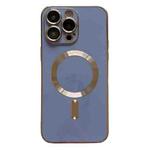 For iPhone 12 Pro Magsafe Plating TPU Phone Case with Lens Film(Light Blue)