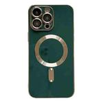 For iPhone 12 Pro Max Magsafe Plating TPU Phone Case with Lens Film(Green)