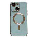 For iPhone 13 Magsafe Plating TPU Phone Case with Lens Film(Light Green)