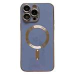 For iPhone 13 Pro Magsafe Plating TPU Phone Case with Lens Film(Light Blue)