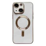 For iPhone 14 Magsafe Plating TPU Phone Case with Lens Film(White)