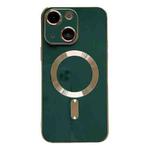 For iPhone 14 Plus Magsafe Plating TPU Phone Case with Lens Film(Green)
