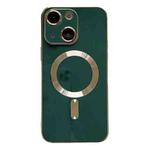 For iPhone 15 Magsafe Plating TPU Phone Case with Lens Film(Green)