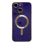 For iPhone 15 Magsafe Plating TPU Phone Case with Lens Film(Blue)