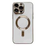 For iPhone 15 Pro Max Magsafe Plating TPU Phone Case with Lens Film(White)