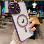 For iPhone 13 MagSafe Gradient Color Glitter TPU + Acrylic Phone Case with Lens Film(Purple)