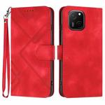 For Huawei Maimang A20 Line Pattern Skin Feel Leather Phone Case(Red)