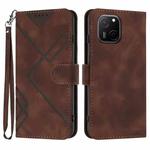 For Huawei Maimang A20 Line Pattern Skin Feel Leather Phone Case(Coffee)