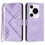 For Huawei Pura 70 Pro/70 Pro+ Line Pattern Skin Feel Leather Phone Case(Light Purple)