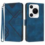 For Huawei Pura 70 Pro/70 Pro+ Line Pattern Skin Feel Leather Phone Case(Royal Blue)