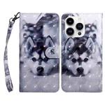 For iPhone 15 Pro 3D Painted Leather Phone Case(Husky)