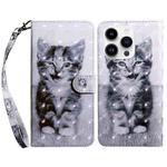 For iPhone 15 Pro 3D Painted Leather Phone Case(Smile Cat)