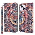 For iPhone 15 Plus 3D Painted Leather Phone Case(Colorful Mandala)