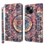 For iPhone 15 3D Painted Leather Phone Case(Colorful Mandala)