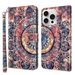 For iPhone 16 Pro Max 3D Painted Leather Phone Case(Colorful Mandala)