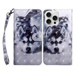 For iPhone 16 Pro Max 3D Painted Leather Phone Case(Husky)