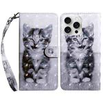 For iPhone 16 Pro Max 3D Painted Leather Phone Case(Smile Cat)