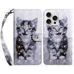 For iPhone 16 Pro 3D Painted Leather Phone Case(Smile Cat)