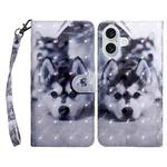 For iPhone 16 Plus 3D Painted Leather Phone Case(Husky)