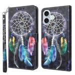 For iPhone 16 3D Painted Leather Phone Case(Colorful Dreamcatcher)