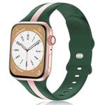 For Apple Watch Ultra 49mm Contrast Dual Color Silicone Watch Band(Grass Green Pink)