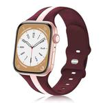 For Apple Watch Ultra 49mm Contrast Dual Color Silicone Watch Band(Wine Red Pink)