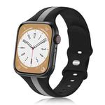 For Apple Watch 8 41mm Contrast Dual Color Silicone Watch Band(Black Grey)