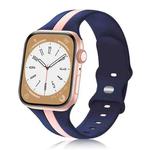 For Apple Watch 8 41mm Contrast Dual Color Silicone Watch Band(Blue Pink)