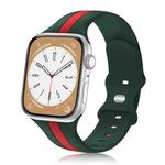 For Apple Watch SE 2022 40mm Contrast Dual Color Silicone Watch Band(Army Green Red)