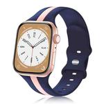 For Apple Watch SE 2022 44mm Contrast Dual Color Silicone Watch Band(Blue Pink)